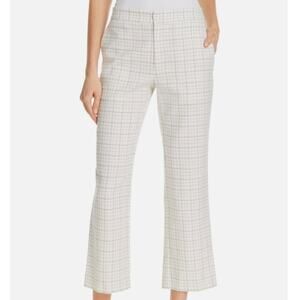 Joie Dicra High Rise Cropped Pants Off White Windowpane Tweed Womens Size 4 NWTT